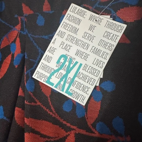 LuLaRoe Madison Floral Skirt with Red and Blue Accents - Picture 3 of 6